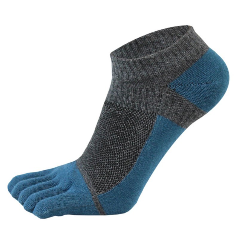1 par sportssokker mænd kvinder komfortable tynde fem-finger sokker sektion kort splejsning mesh syning farve bomulds sokker: Mørkegrå