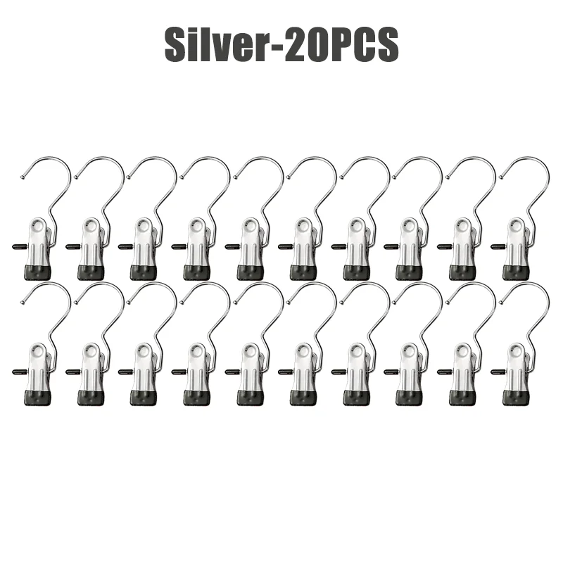 10-100pcs Stainless Steel Clothespins Laundry Clothes Pegs Hook Portable Hanging Clothes Clip Wardrobe Clothes Organizer Hanger: light green