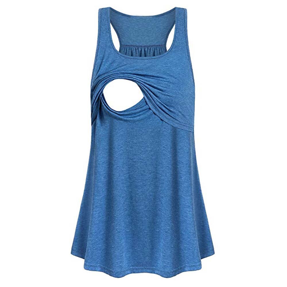 Women Maternity Loose Comfy Pull-up Nursing Tank Tops Vest Breastfeeding Camis 3 Colors Maternity Daily Casual Loose Camis: Blue / M
