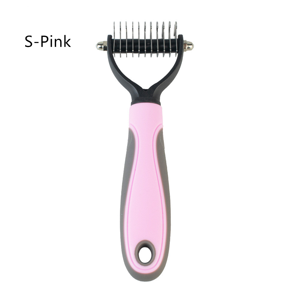 Hair Removal Comb for Dogs Cat Detangler Fur Trimming Dematting Brush Grooming Tool For matted Long Hair Curly Pet: WHITE