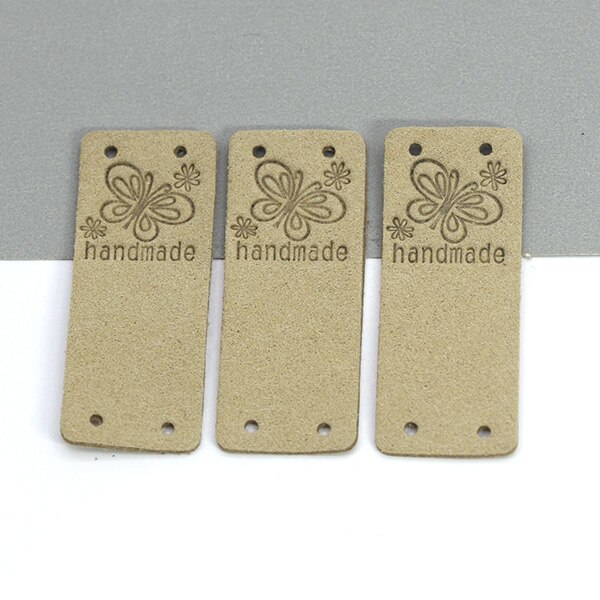 Etichetta fatta a mano farfalla 20 pezzi etichette in pelle per abbigliamento etichette fatte a mano per cucito cappello fai da te accessori per cucire 2x5CM 10 colori: 01