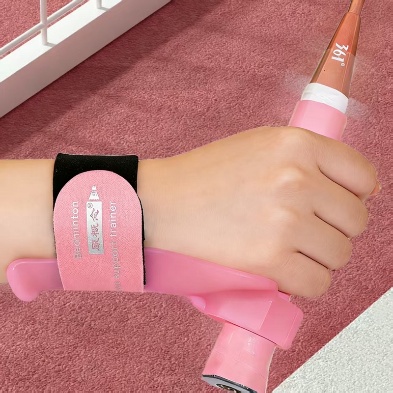 Badminton polssteun trainer, badminton trainingsapparaat, wrap-around polstrainer, professionele beschermende uitrusting: Roze