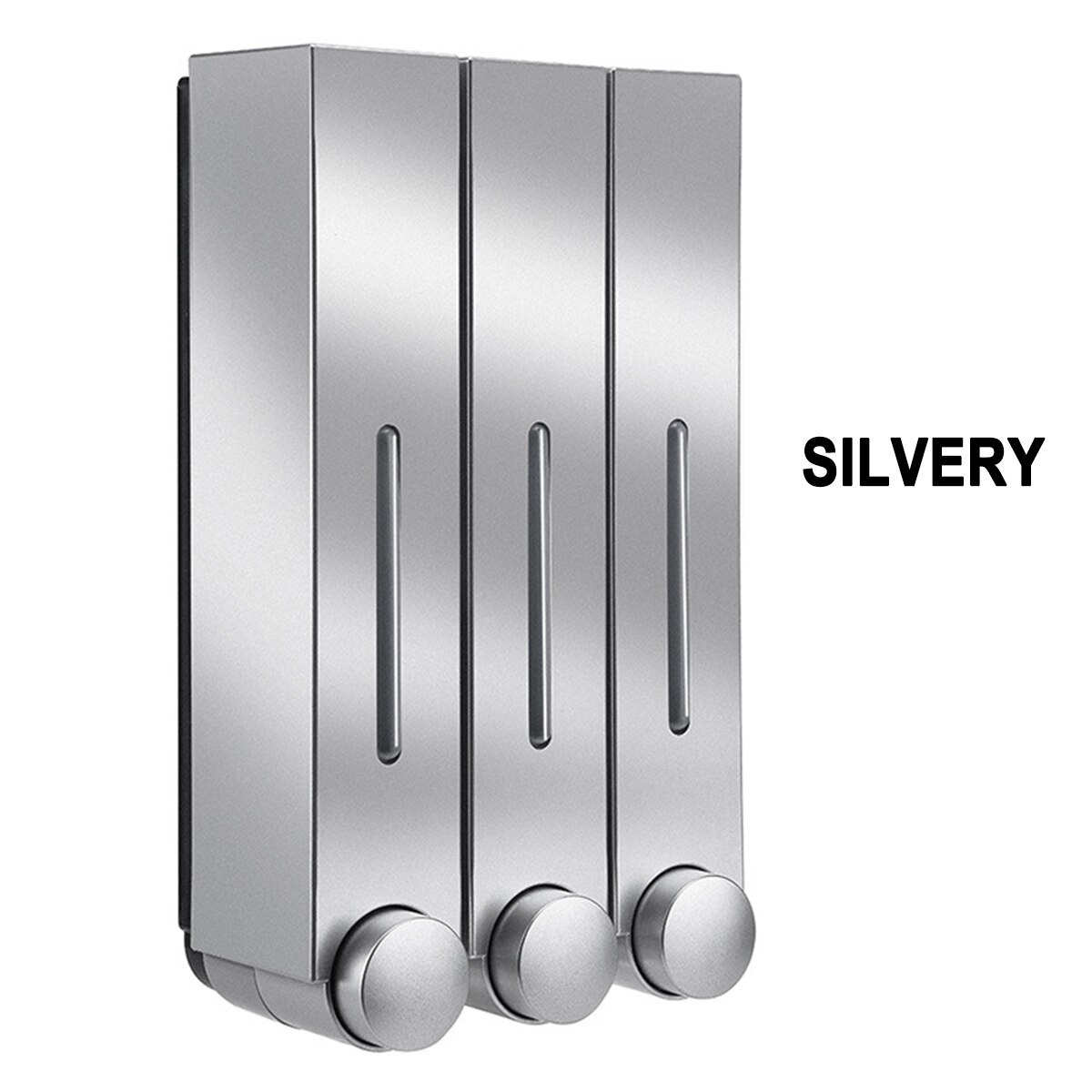 Single/Double 350ml Liquid Soap Dispenser Hand Touch Wall Mounted Liquid Soap Container Shower Bottle For Kitchen Bathroom Hotel: Triple Silver