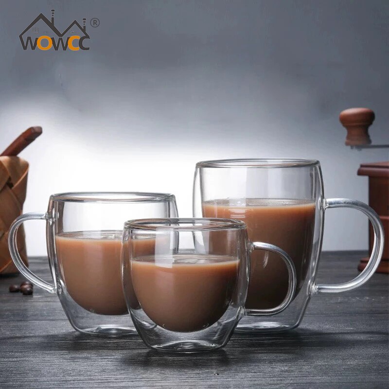 260ml värmebeständig kaffekopp dubbelvägg transparent söt mjölk te glas kopp cocktail vodka vinmugg julkopp