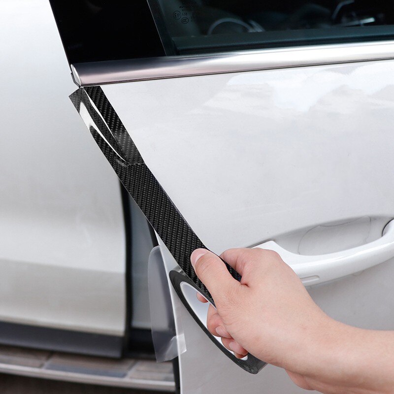 3/5M Rolls Carbon Fiber Auto Sticker Anto Deur Kofferbak Beschermende Strip Auto Deur Drempel Anti Scratch Tape waterdichte Sticker