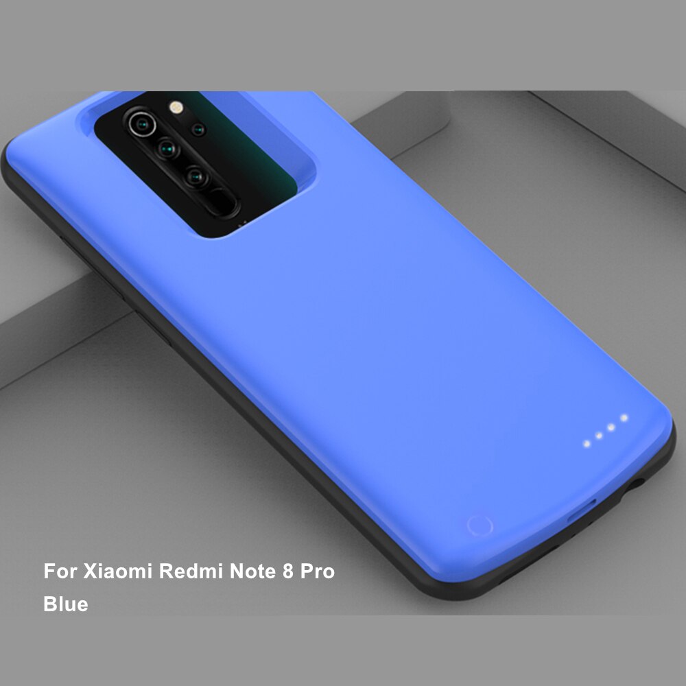 Araceli 6500 Mah For Xiaomi Redmi Note 8 Note 8 Pro Battery Case Smart Backup Charger Cover Power Bank Note 8 Pro Battery Case: Note 8 Pro Blue