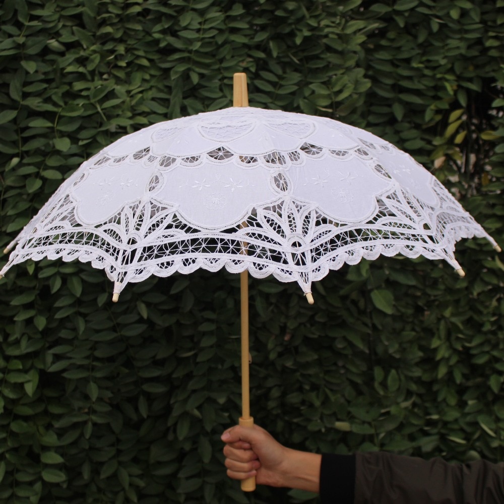 Yo Cho Bruid Bruiloft Paraplu Katoenen Parasol Lace Umbrella Handgemaakte Borduurwerk Beaching Wedding Photo Prop Decoratie