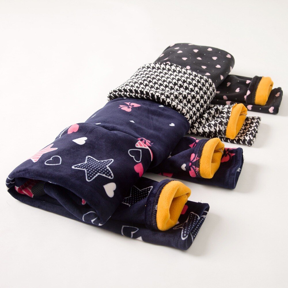 Flickbyxor barn flickor leggings tjocka varma barn elastiska midja byxor flickkläder för vinter höst 3-10t pennbyxor