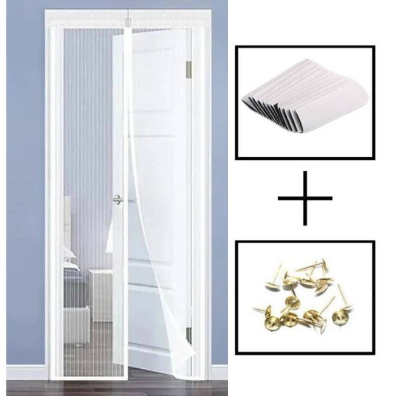 Moustiquaire magnétique sans poinçon, rideaux de porte en maille anti-insectes et mouches, écran de fermeture automatique adapté aux portes coulissantes de la maison