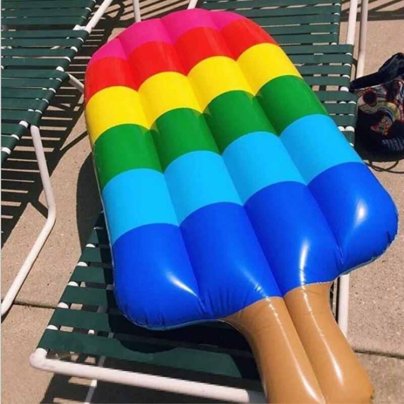 Adult super-large water inflatable ice-cream floating bed rainbow color floating raft