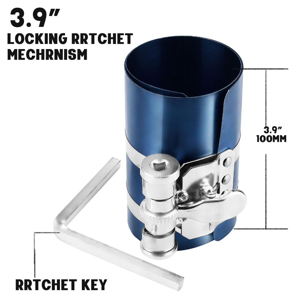 Herramienta de compresor de anillo de pistón de 3 ", herramienta de instalación de anillo de pistón de trinquete ajustable, rango de compresión ajustable, coche de 2 "-6,9": Oro