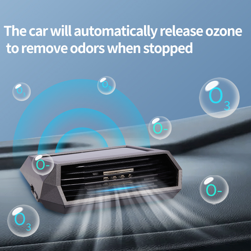 Op Zonne-Energie Aangedreven Auto Luchtreiniger Auto Geur Eliminator Parkeerplaats Nummerplaat Ozon Generator Desinfectie Machine