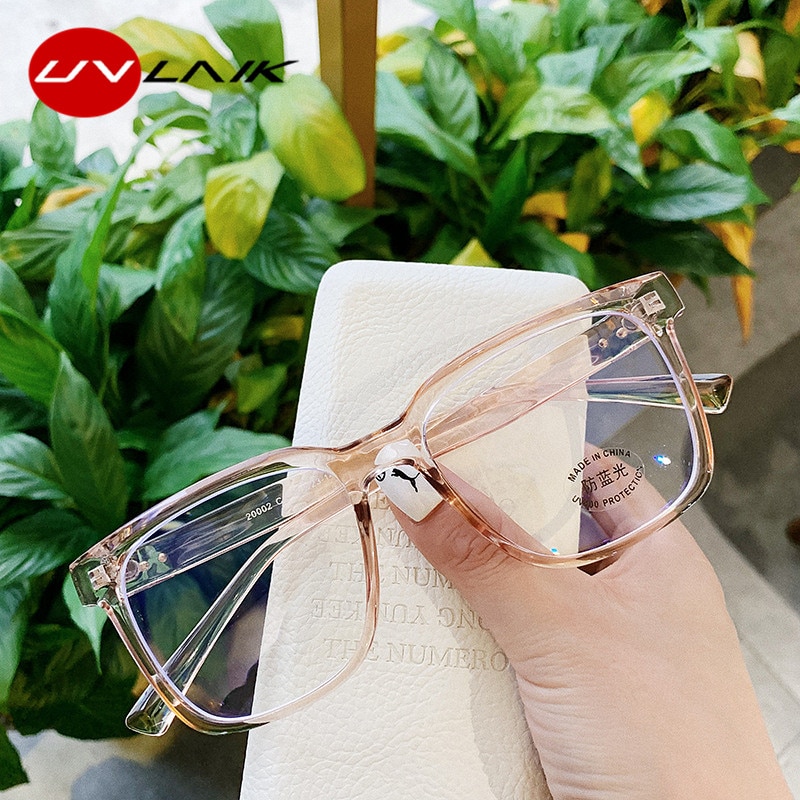 Gafas cuadradas UVLAIK Anti Blue Light, montura de gafas para mujer y hombre a la con marco grande, monturas de gafas transparentes para mujer, gafas ópticas