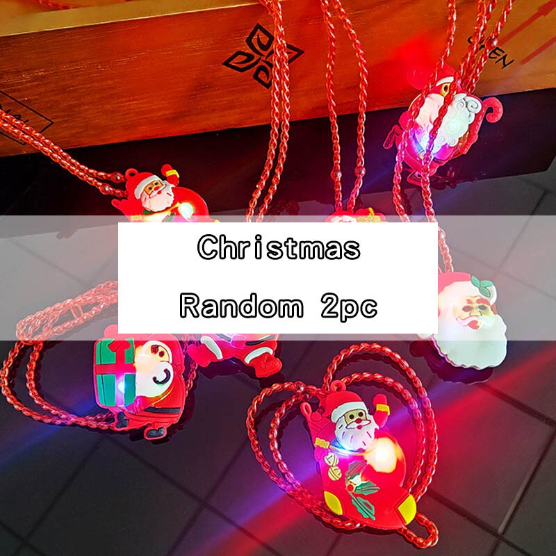 Led Lichtgevende Ketting Speelgoed Voor Meisjes Kids Cartoon Christmas Party Props Hanger Ketting Led-verlichting Gloeiende Speelgoed Kinderen: Christmas Random 2pc