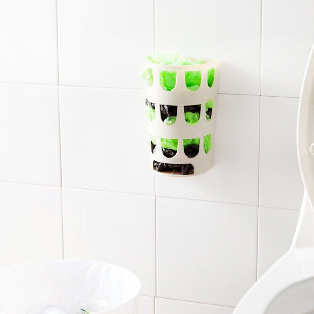 Vægmonteret affaldsposer bakke opbevaringsboks multifunktionelle plastposer holder rack køkken bordservice diverse arrangør