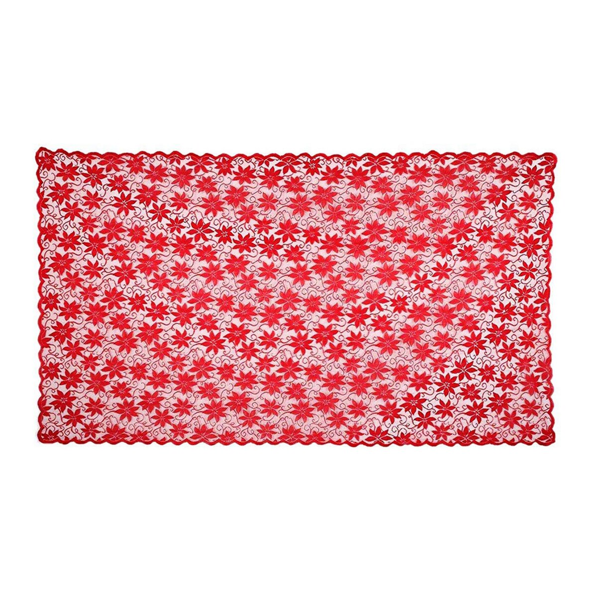 Festival rektangulære blomstrede blondeduge genanvendeligt borddæksel til julens bryllupsaftenfest: L