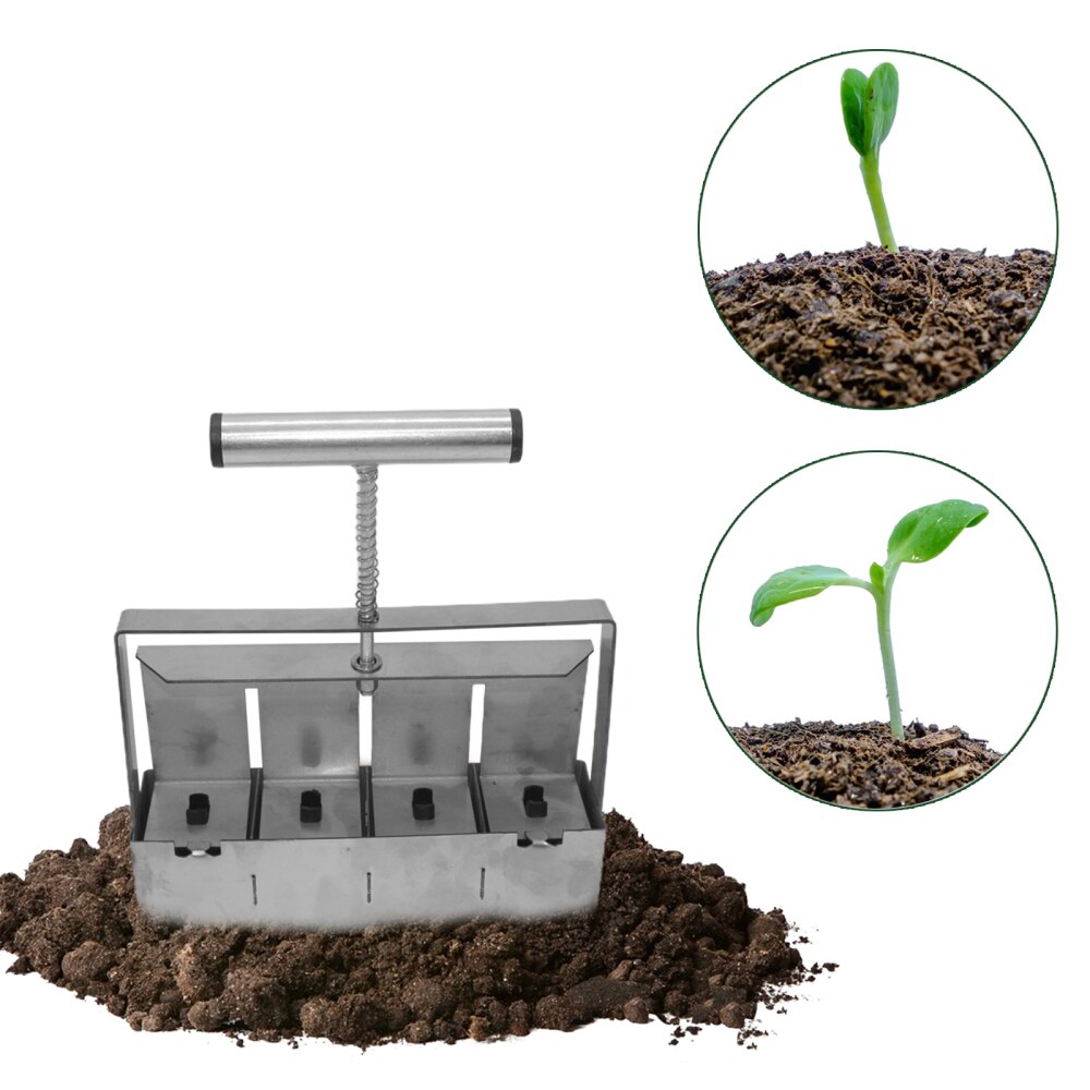 Transplanter Outdoor Garden Soil Plug With Comfort Grip For Seedlings Four Holes Product Zinc Coated Steel Vegetables Fruits