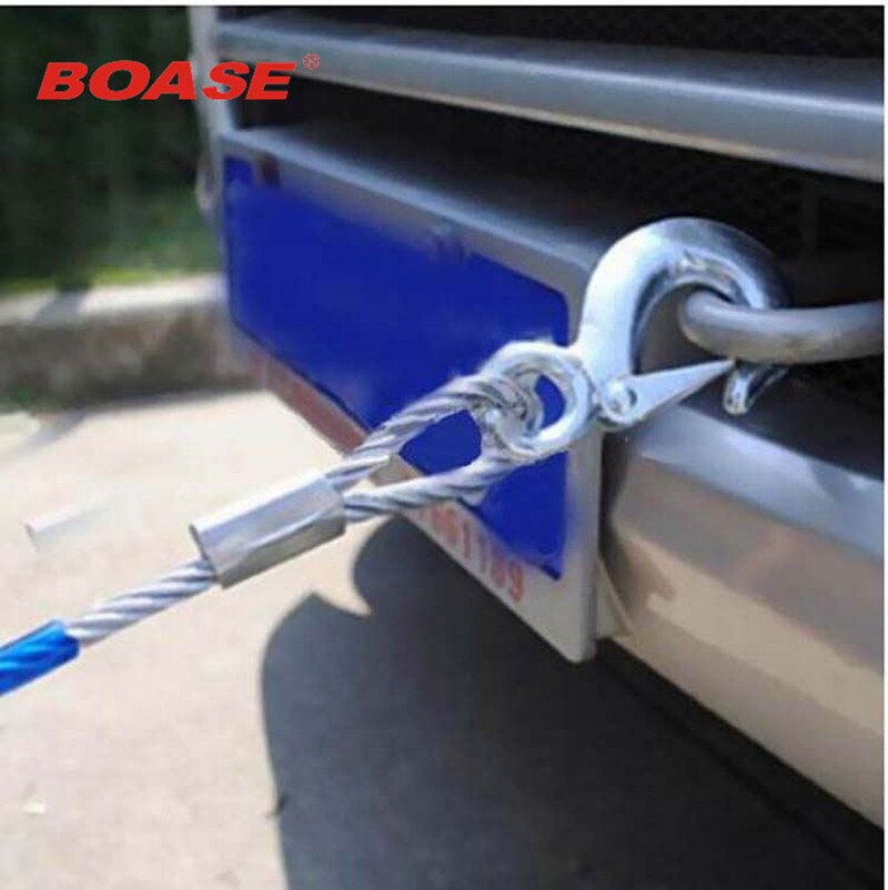 Auto Car Vehicle Boat Steel Wire Tow Rope Emergency Steel Cable Towing Strap Hauling Pulling Line with Hook 5 Ton 4m