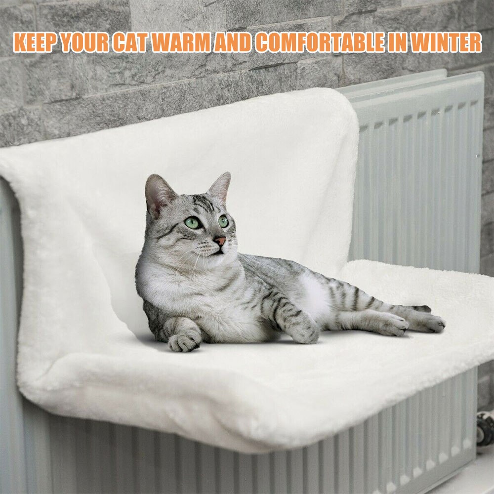 Katte hængekøje kæledyr vinter luksus radiator håndende seng aftageligt vindue kat radiator lounge hængekøje kitty soveseng til katte: Hvid