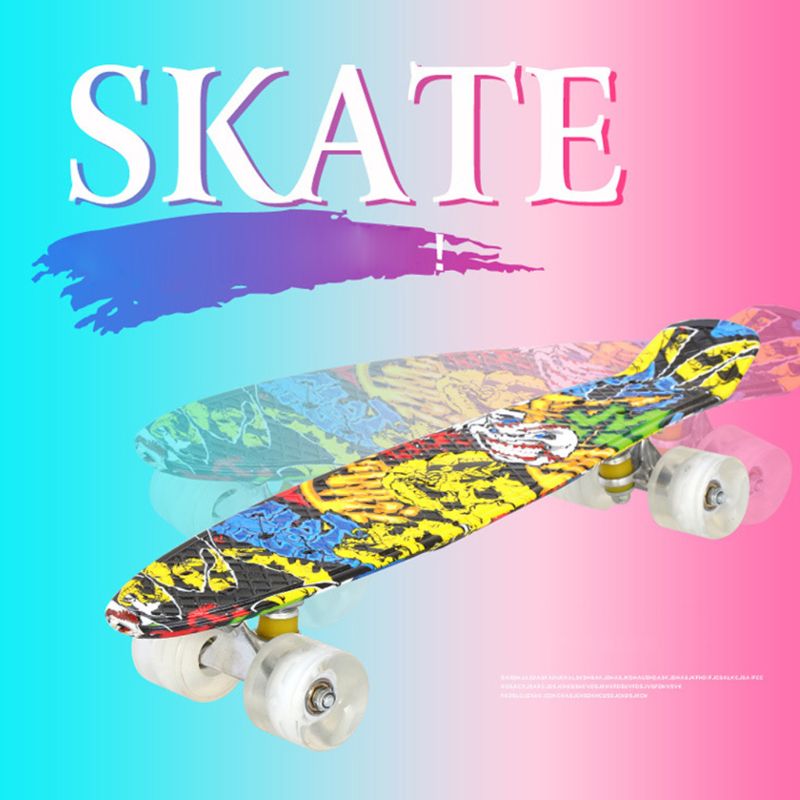 22 \"Skate Board Mini Retro Longboard Plastic 4 wheels Skateboard Outdoor Sport