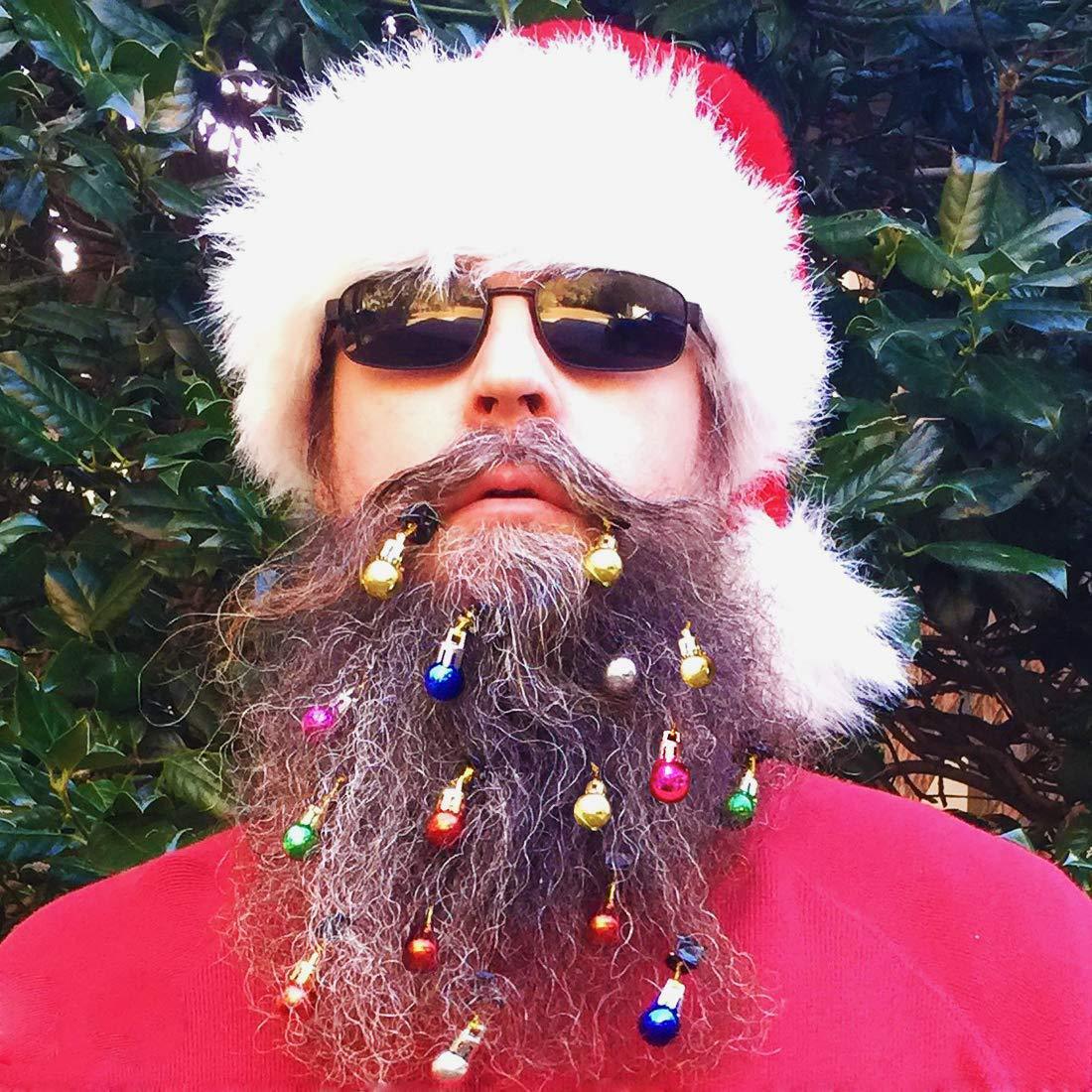 12 pièces décoration de barbe de noël boule de mélange père noël barbe ornement Clip ampoule cloches Clip fête portant