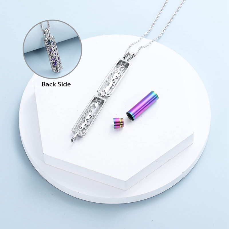 Cilinder Crematie Sieraden Levensboom Urn As Ketting voor Vrouwen Mannen Flacon Crematie As Hanger Memorial Sieraden