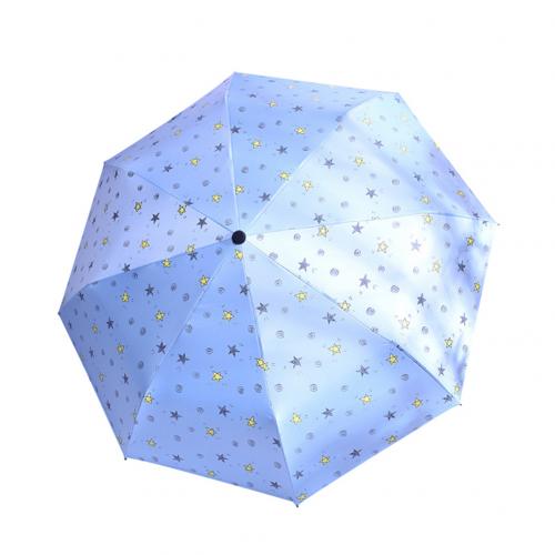estrellas impresión plegable impermeable a prueba de viento Anti UV Mini sombrilla Parasol: Light Blue