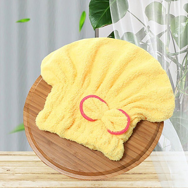 Asciugacapelli asciugatura rapida asciugamano bagno asciugatura rapida capelli turbante asciugamano asciugamano avvolgere turbante testa cappello panino asciugamano doccia attrezzo da bagno: giallo