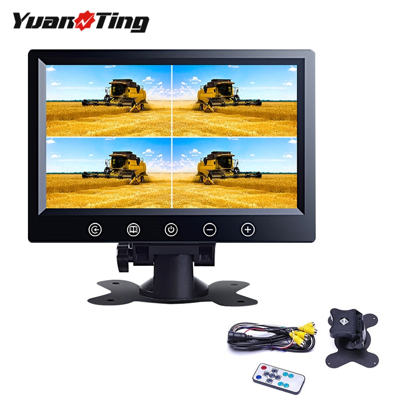 Yuanting 9 Inch Tft Lcd Auto Achteruitkijkspiegel Quad Split Monitor 4 Kanalen Met Afstandsbediening & Stand Voor Caravan Vrachtwagen camera