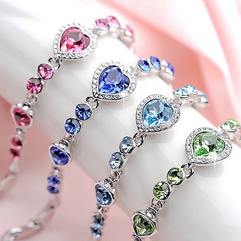 Zee Hart Legering Zirkoon Liefde Kristal Armband Voor Vrouwen Stijl Mode Temperament Metalen Meisje Sieraden