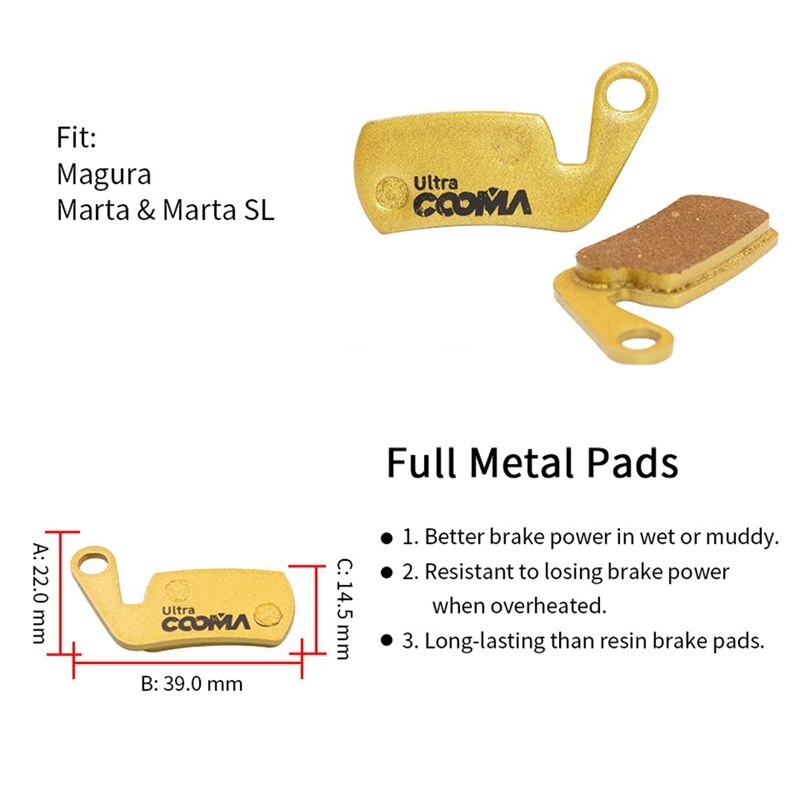 4 Pairs Bicycle Disc Brake Pads For Magura Marta 2002 To , Marta SL Calipers,Ultra Class,Full Metal