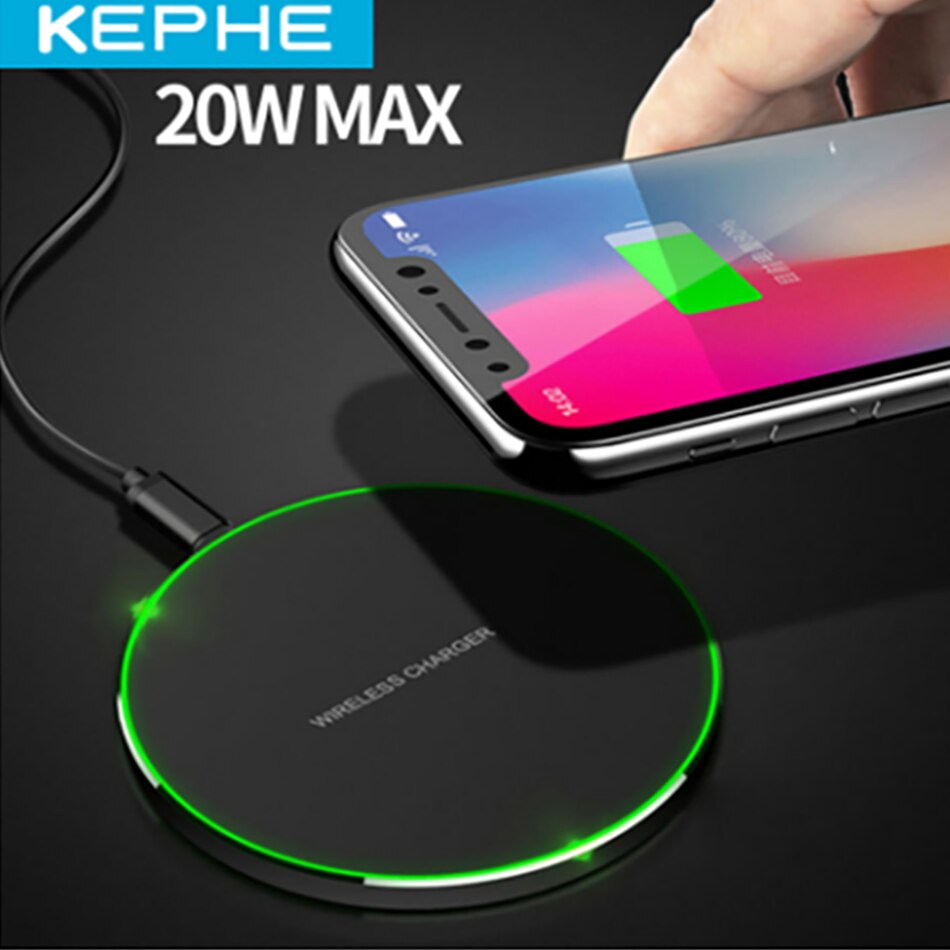 Cargador inalámbrico rápido 20W para Samsung Galaxy S10 S9/S20 S8 S7 S6 Note 9, almohadilla de carga USB Qi para iPhone 12 11 Pro XS Max XR X 8