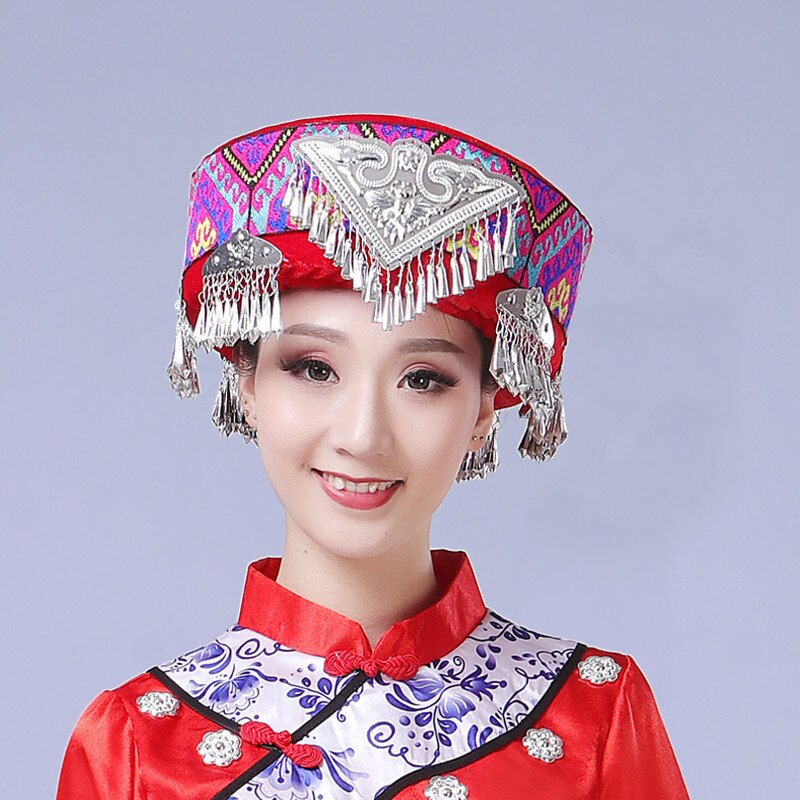 Miao – chapeaux chinois pour femmes, coiffure de danse, accessoires pour cheveux, couvre-chef traditionnel, pour spectacle sur scène
