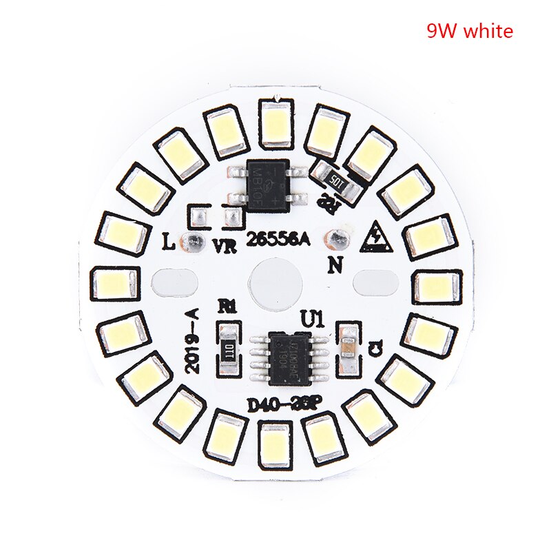 220V LED Bulb Patch Lamp SMD Plate Circular Module Light Source Plate For Bulb Light: 9w white