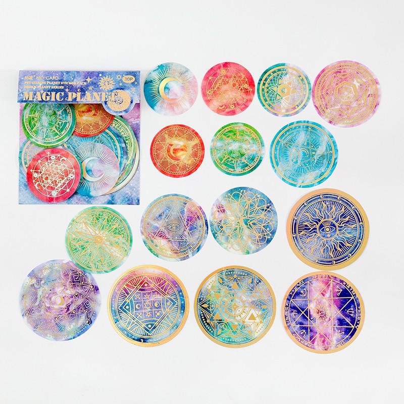 30Pcs Gekleurde Astronomie Stickers Universe Washi Stickers Van Ruimte Galaxy Planeten Esthetische Decoratie Voor Album Laptop Plakboek: F