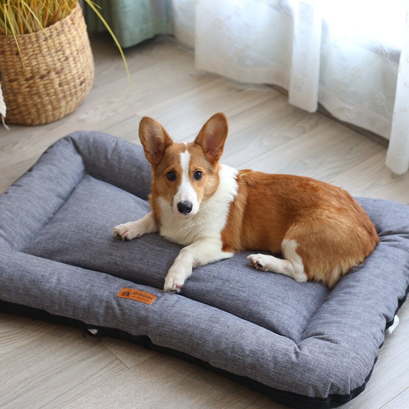 Corduroy Dog Bed Crate Mats Pad Cat Beds Pet Mat Sofa Kennel Sleeping Matteress with Removable Cover Soft Cushion for Large Dogs