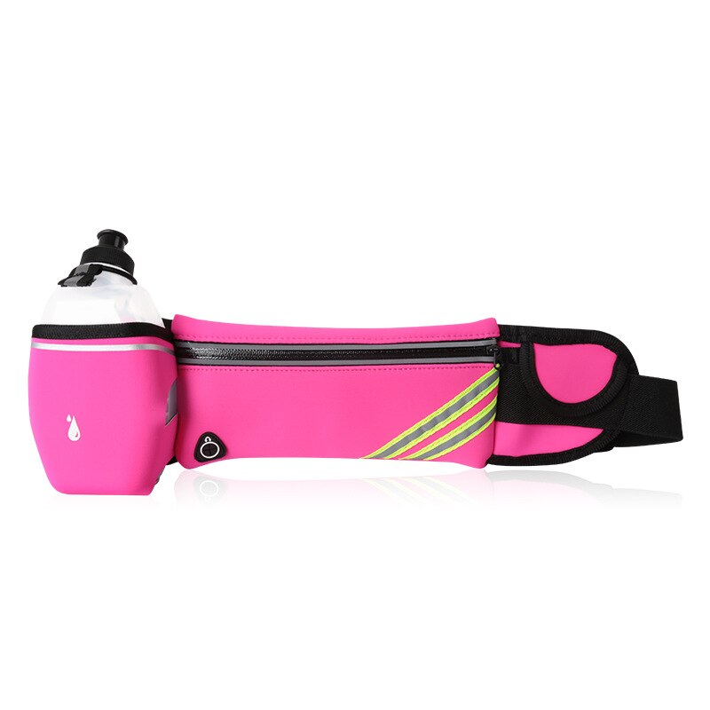 Maraton löpning midjeväskor hem fitness utomhus resor spår telefon unisex sport fanny fitness vattenflaska midjebälte paket: Röd med 1 flaska