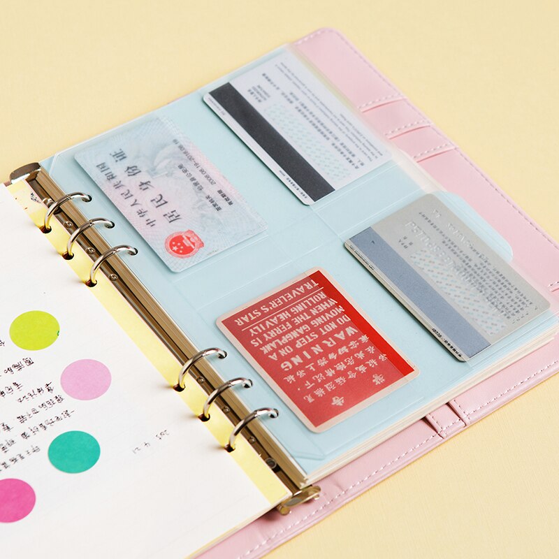 5pcs/ A5 A6 A7 PVC Presentation Binder Folder Zipper Receive Bag Concise Diario Planner's Spiral Filing Products Card Holder Bag