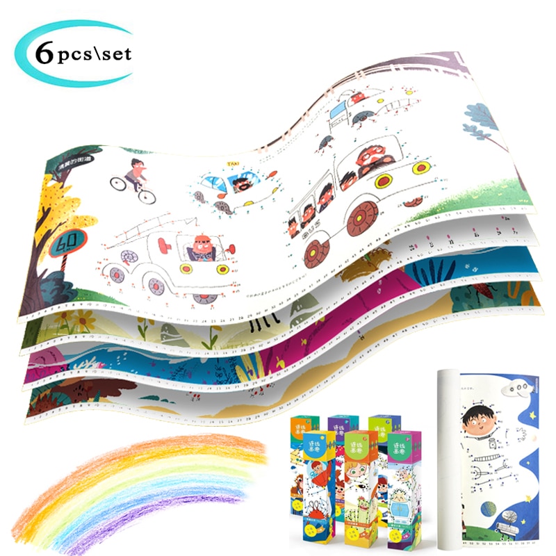 6 Pcs \ Set Kids Schilderen Nummers Met Brancard Tekentafel Notebook Tekening Training Educatief Speelgoed Schilderijen Voor Kinderen
