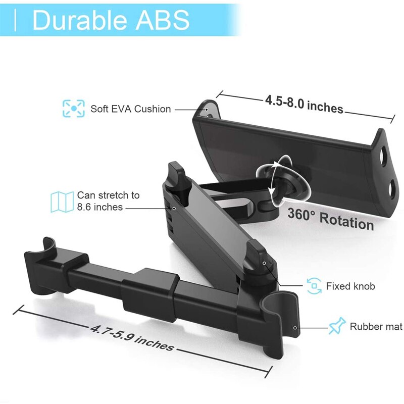 Soporte para Tablet y coche para Ipad 2/3/4 Air Pro de 7 a 11 pulgadas, soporte Universal para GPS, soporte para asiento trasero, montaje para coche con rotación de 360