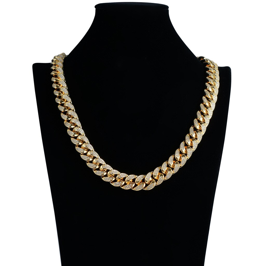 Hiphop Hip-Hop Mannen Cuba Gouden Ketting 18 Mm Stereo Ketting Water Ketting