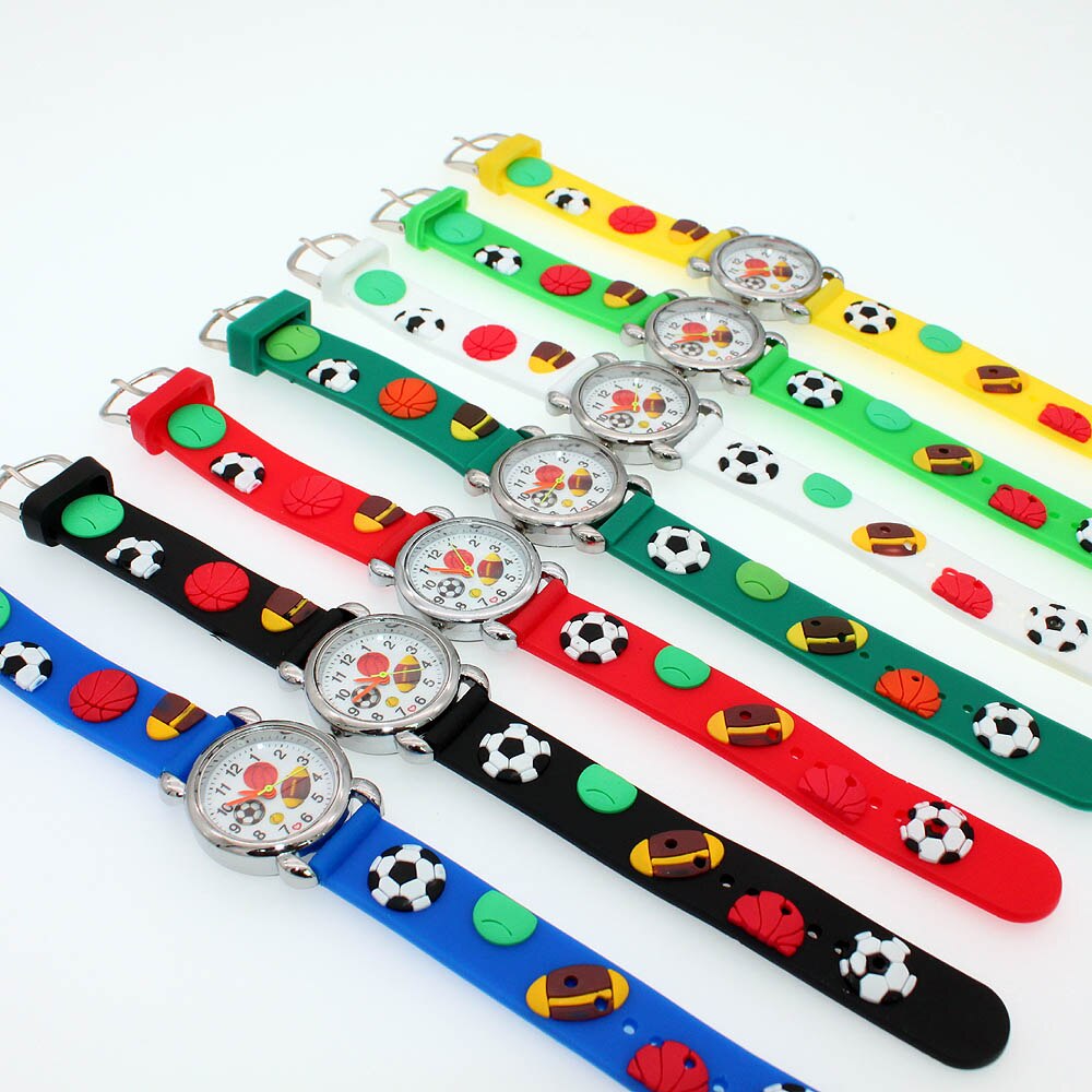 3D Cartoon Ballen Patroon 3D Rubber Band Kinderen Horloge Kinderen Quartz Horloge Voor Jongens Studenten Cartoon Sport