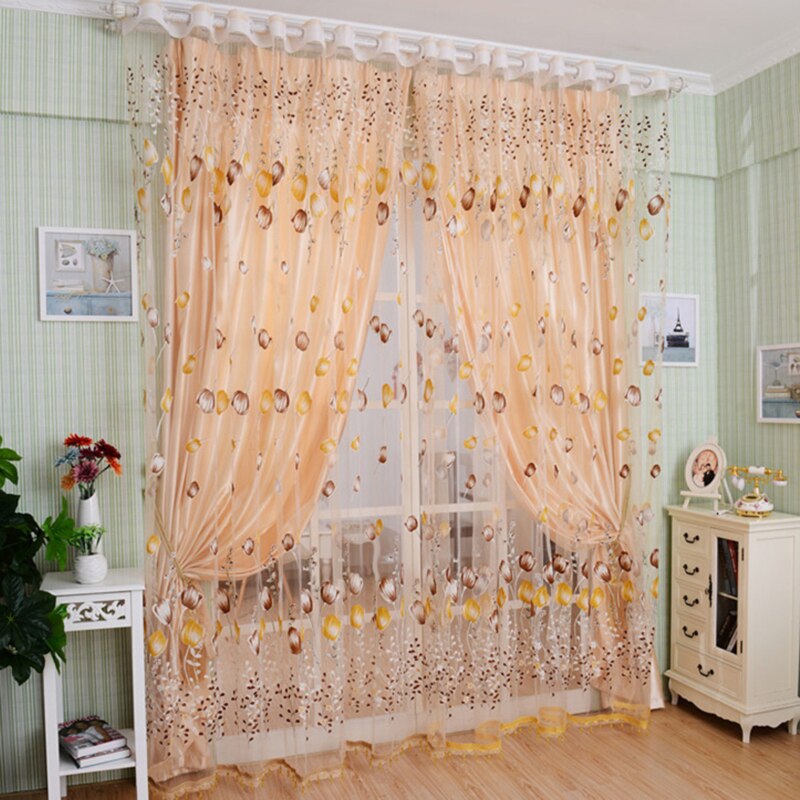 Tende moderne in Tulle per soggiorno tende viola per bambini camera da letto porta tende da cucina corte tende Creative: Orange