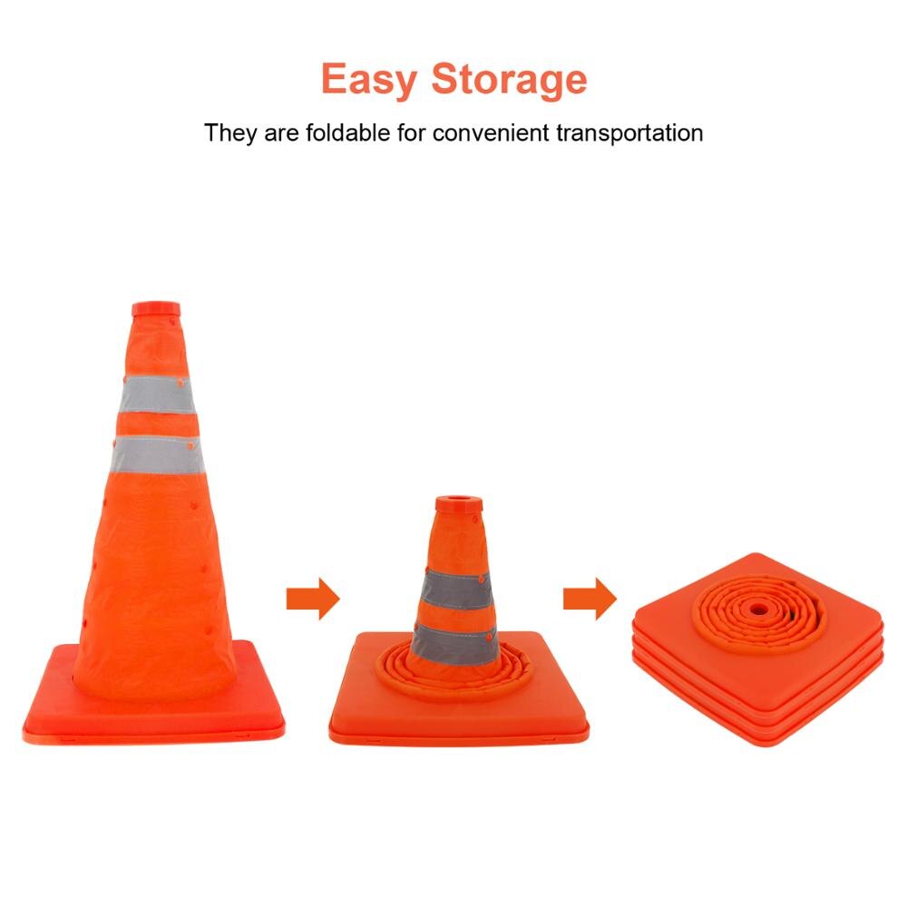 Orange Waterproof road safety traffic cone retractable