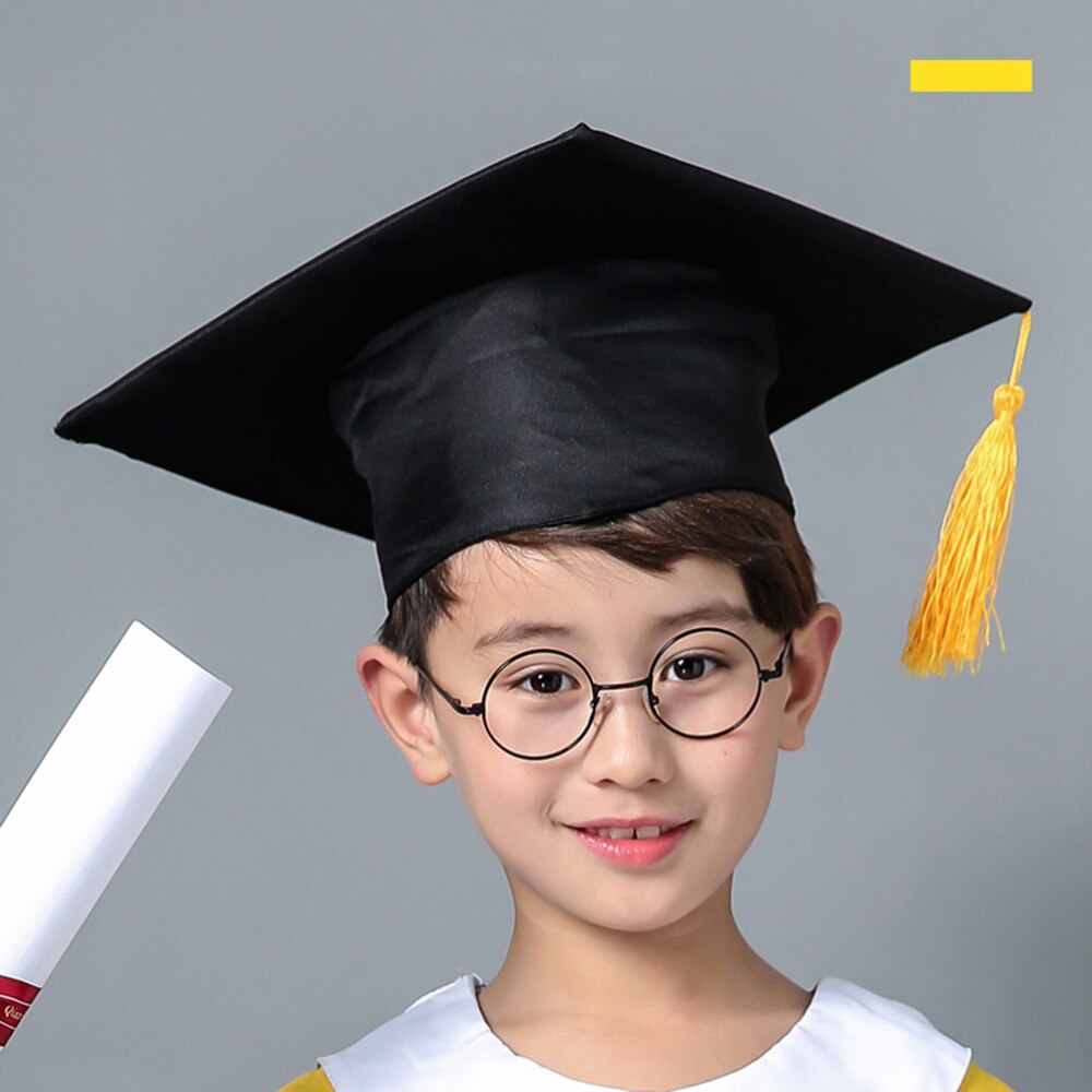 Children's Graduation Hat Costume Accessory Doctoral Cap with Yellow Tassel for Kids