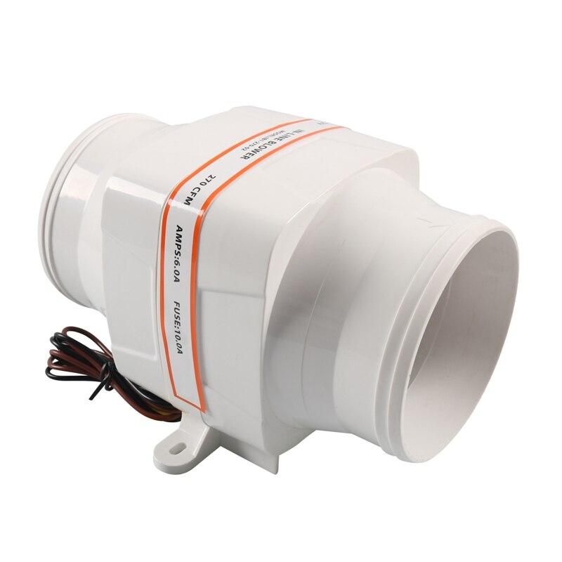 12V 270 CFM Boat Blower in-Line Marine Bilge Air Blower Fan Quiet Blower Vents: 6 leaves