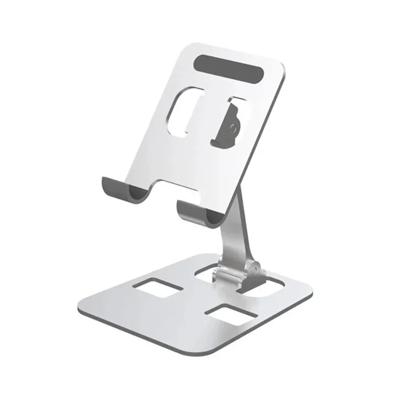 Universel foldbar bordtelefonholder monteringsstativ til iphone 12-16 mobiltelefonholder tablet skrivebordsholder i metal: Sølv