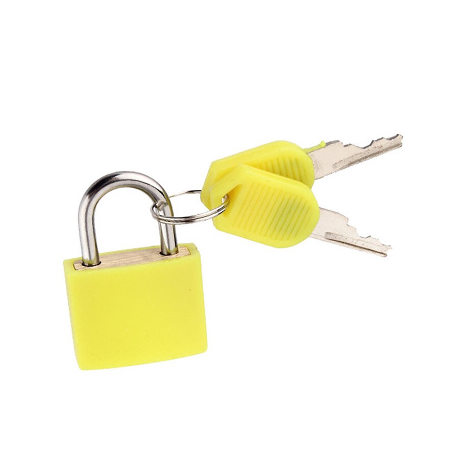 Mini candado de acero fuerte para maleta, pequeño candado de viaje con 2 llaves, 6 colores,: yellow