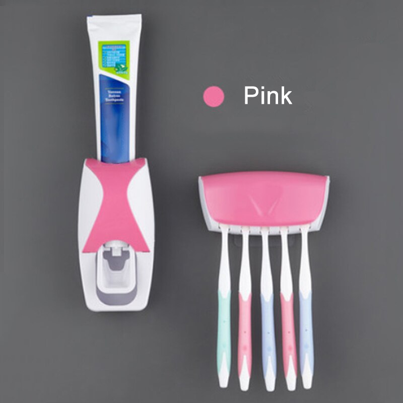 Automatic Toothpaste Dispenser Wall Mounted Kids Toothpaste Squeezer for Family Washroom In Stock: Pink