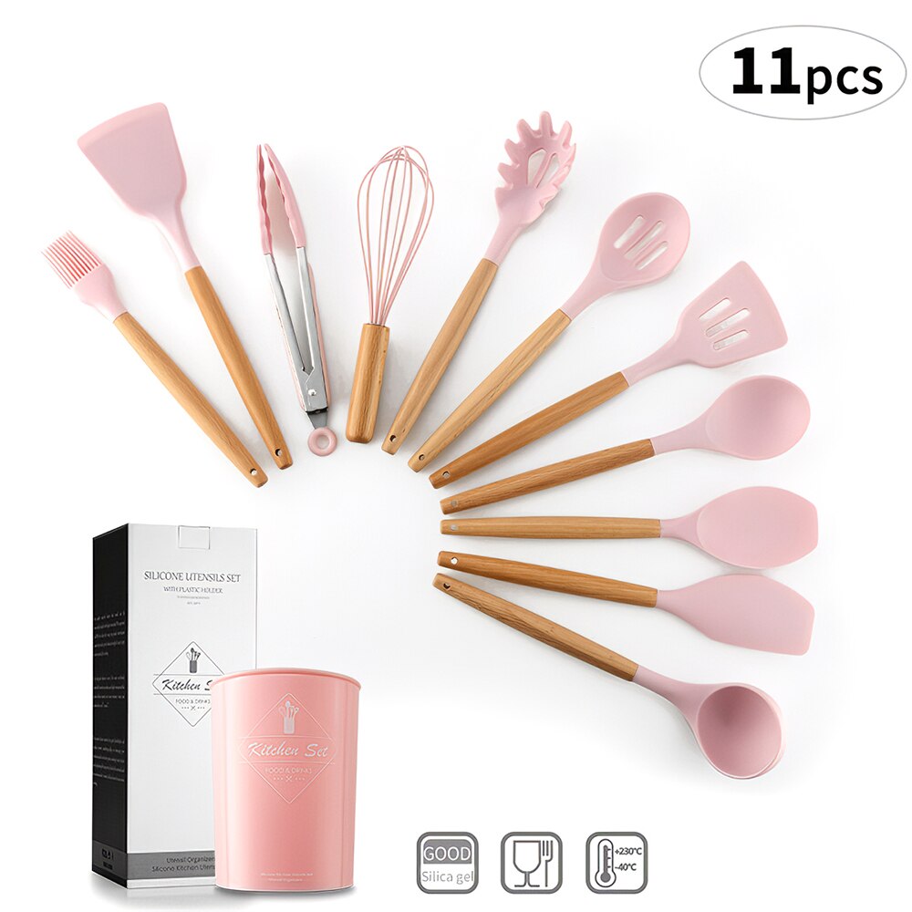 8/9/10/11 Pcs Keuken Gebruiksvoorwerp Set Silicone Hittebestendige Non-stick Kookgerei Set Lepel Spatel Pollepel koken Gereedschap Keuken Gebruik: H27066P